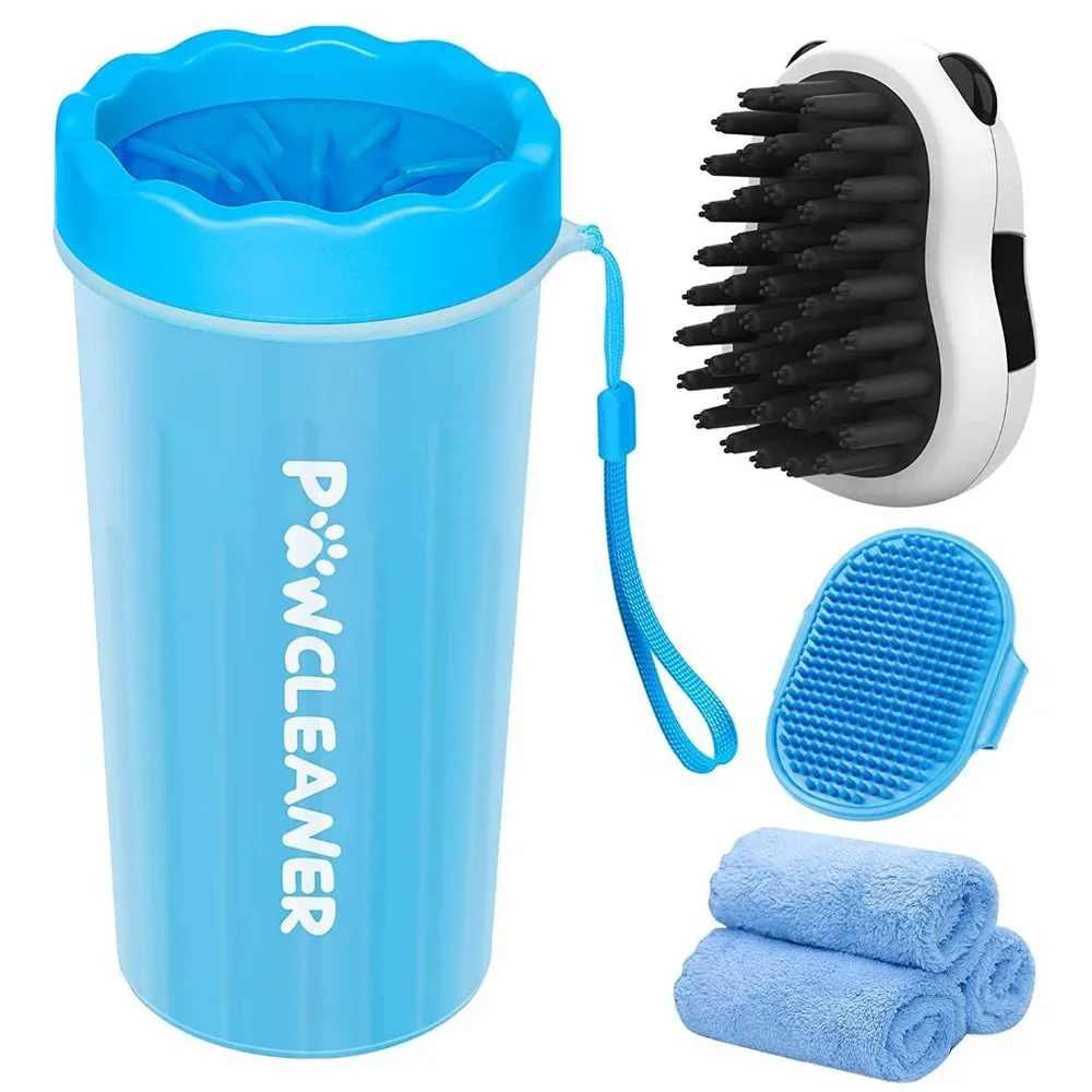 LARGE Dog Paw Cleaner  2PCSDog Bath Brush  3 Absorbent Towels, Paw Cleaner